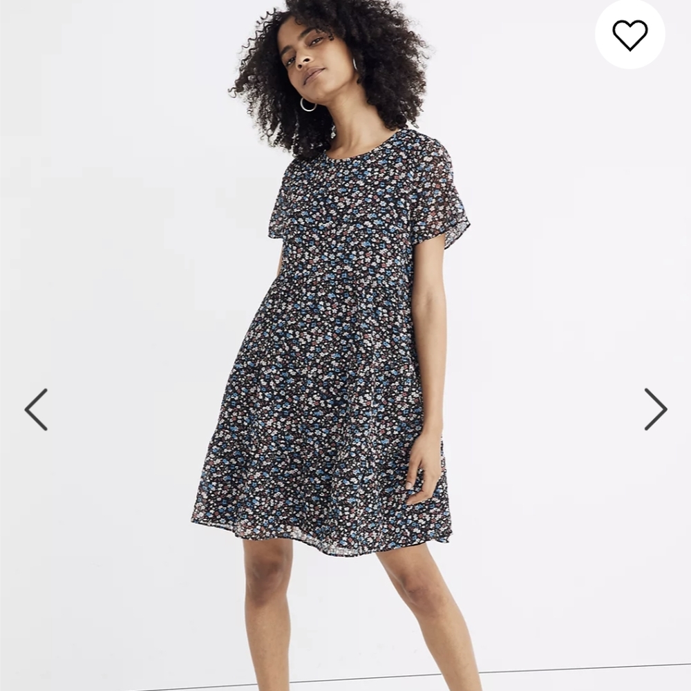 Madewell Short-Sleeve Tiered Mini Dress in Spring Prairie